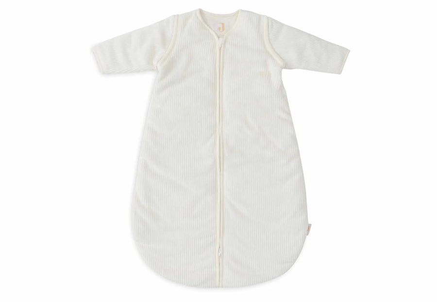 Sleeping Bag with Removable Sleeves  Round 90cm Rib Ivory-JOLLEIN