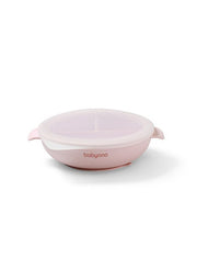 BabyOno Silicone suction plate with lid PINK