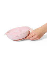 BabyOno Silicone suction plate with lid PINK
