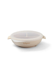 BabyOno Silicone suction plate with lid BEIGE