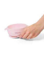 BabyOno Silicone suction bowl with lid PINK