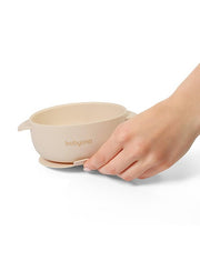 BabyOno Silicone suction bowl with lid BEIGE