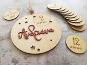 Personalized Circle sign with Milestone card