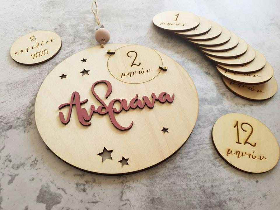 Personalized Circle sign with Milestone card