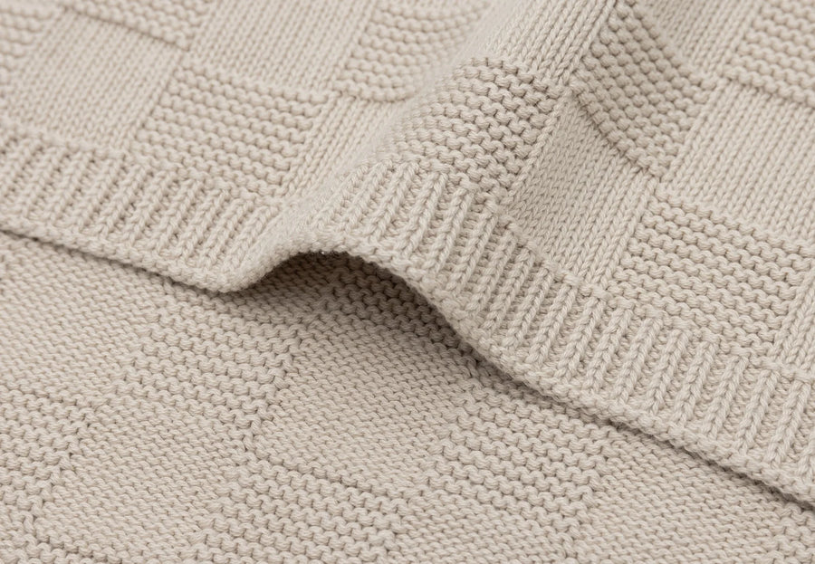 Blanket Cradle 75x100cm Box Knit  Warm Sand - JOLLEIN