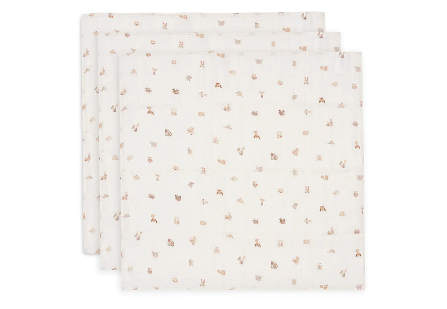 Cloth Muslin 70x70cm Animal Friends  (3pack)-JOLLEIN