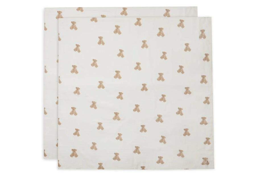 Swaddle Muslin 115x115cm Teddy  Bear (2pack)-JOLLEIN