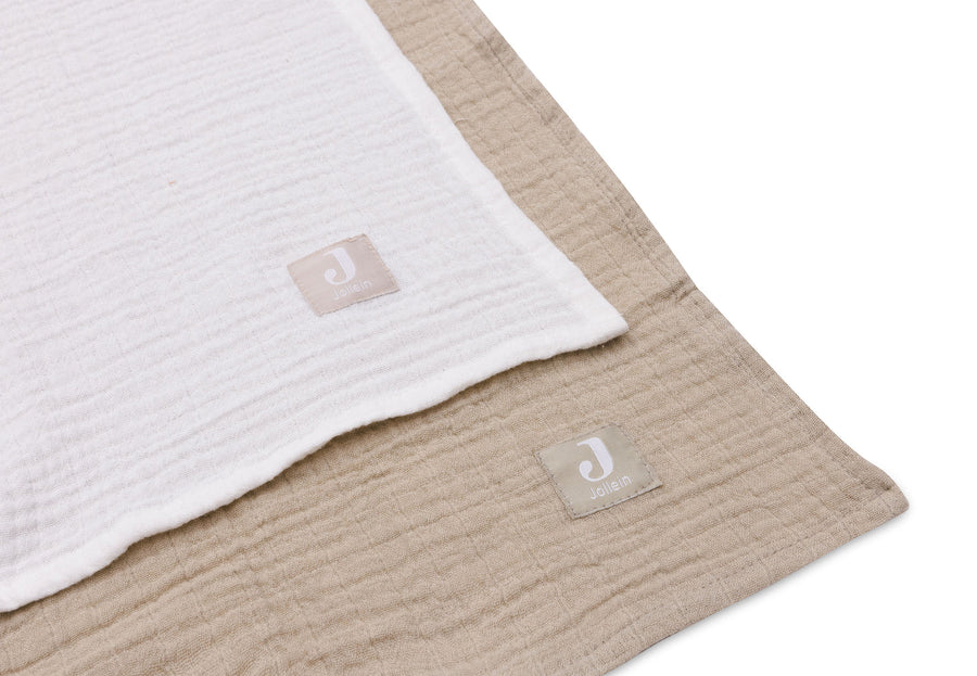 Swaddle Muslin 115x115cm Olive  Green/Ivory (2pack)-JOLLEIN