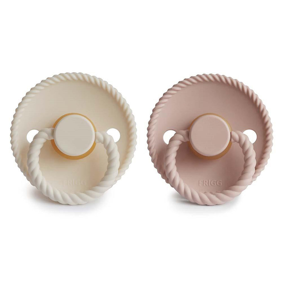 FRIGG Natural Rubber Pacifier 2-Rope Blush/Cream 0-6