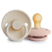 FRIGG Natural Rubber Pacifier 2-Rope Blush/Cream 0-6