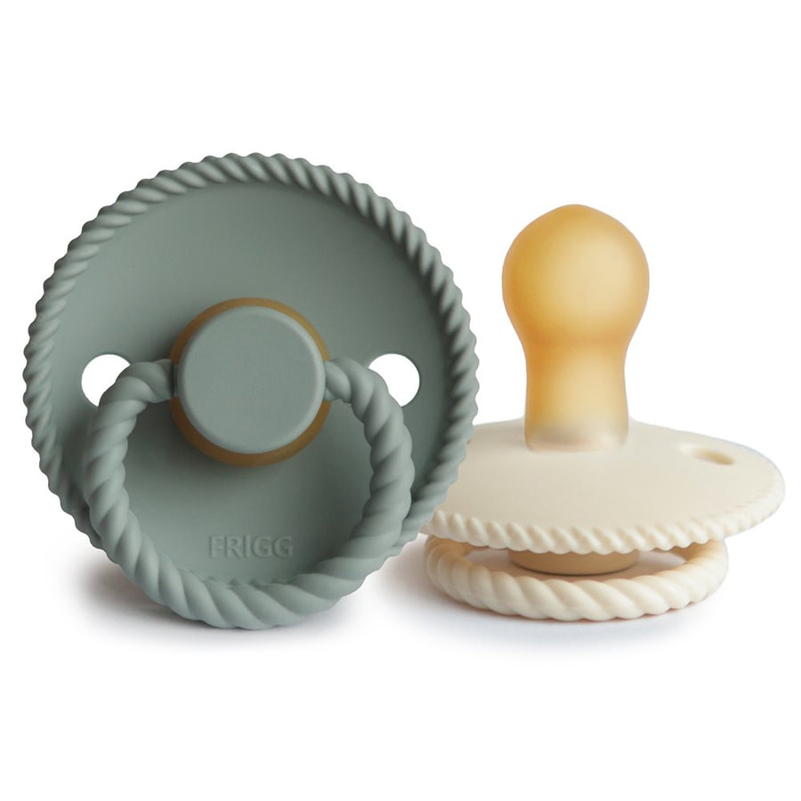 FRIGG Natural Rubber Pacifier 2-Rope Cream/Sage 0-6