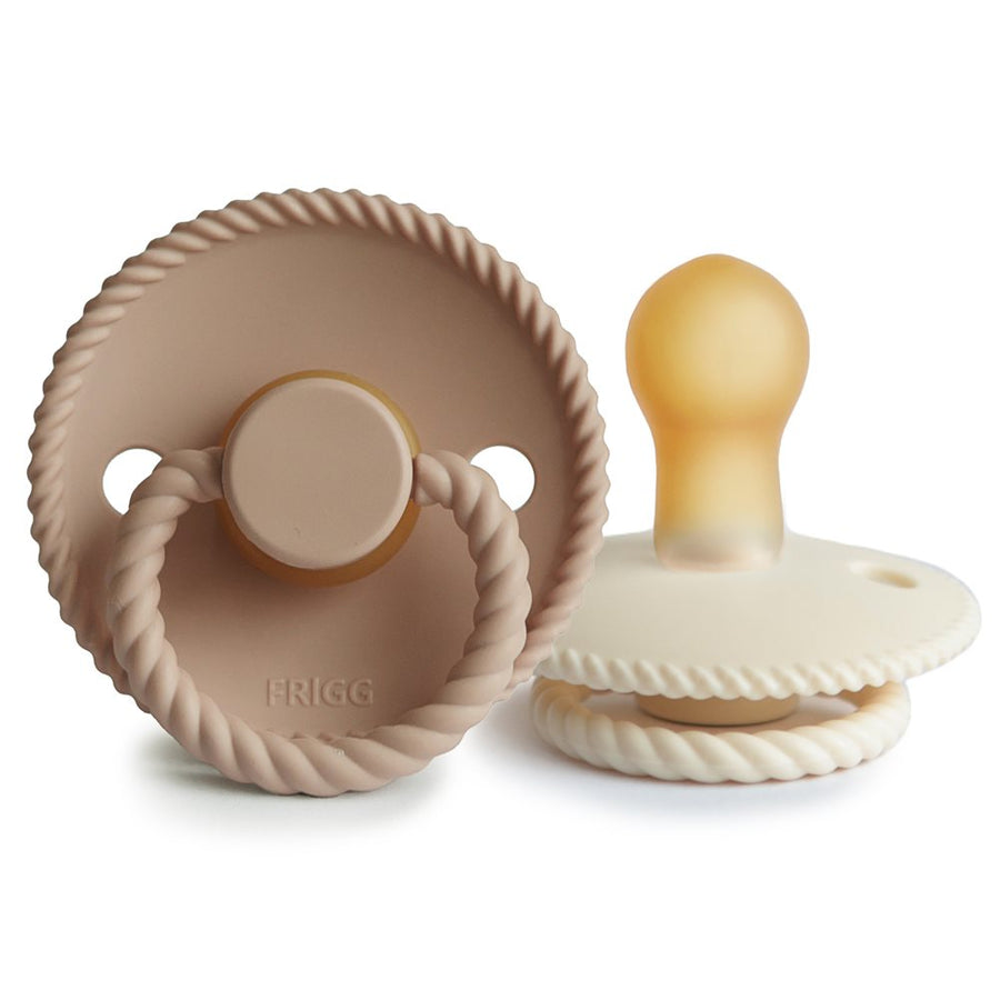 FRIGG Natural Rubber Pacifier 2-Rope Cream/Croissant 6-18