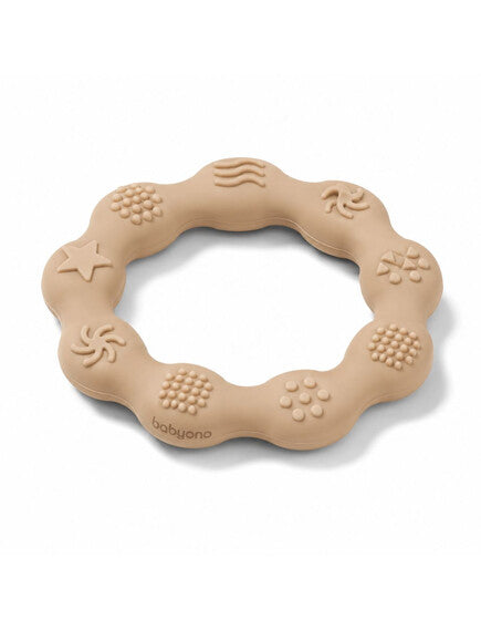 BabyOno Silicone Teether Ring Beige