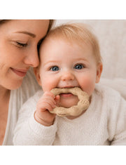 BabyOno Silicone Teether Ring Beige