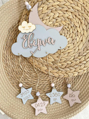 Personalized Cloud Shape sign with Baby Birth Details