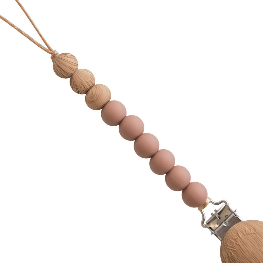 Mushie Silicone Pacifier Clip - Eva Cloudy Mauve