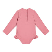 LITTLE DUTCH. Long-Sleeve Swimsuit with Ruffles Dreamy Pink