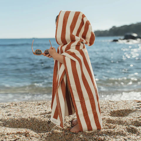 LITTLE DUTCH. Beach Poncho Ocean World Brown Stripe