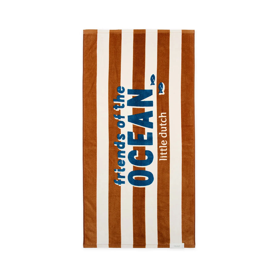 LITTLE DUTCH. Beach Towel Ocean World Brown Stripe - 60x120