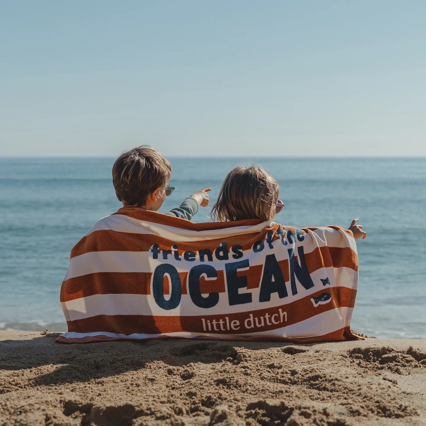 LITTLE DUTCH. Beach Towel Ocean World Brown Stripe - 60x120