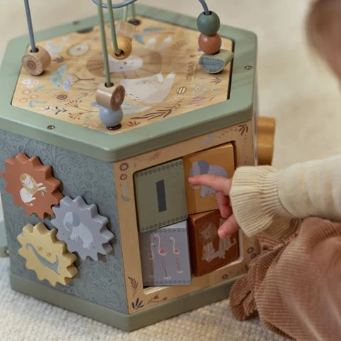 LITTLE DUTCH. Wooden activity hexagon Safari Friends