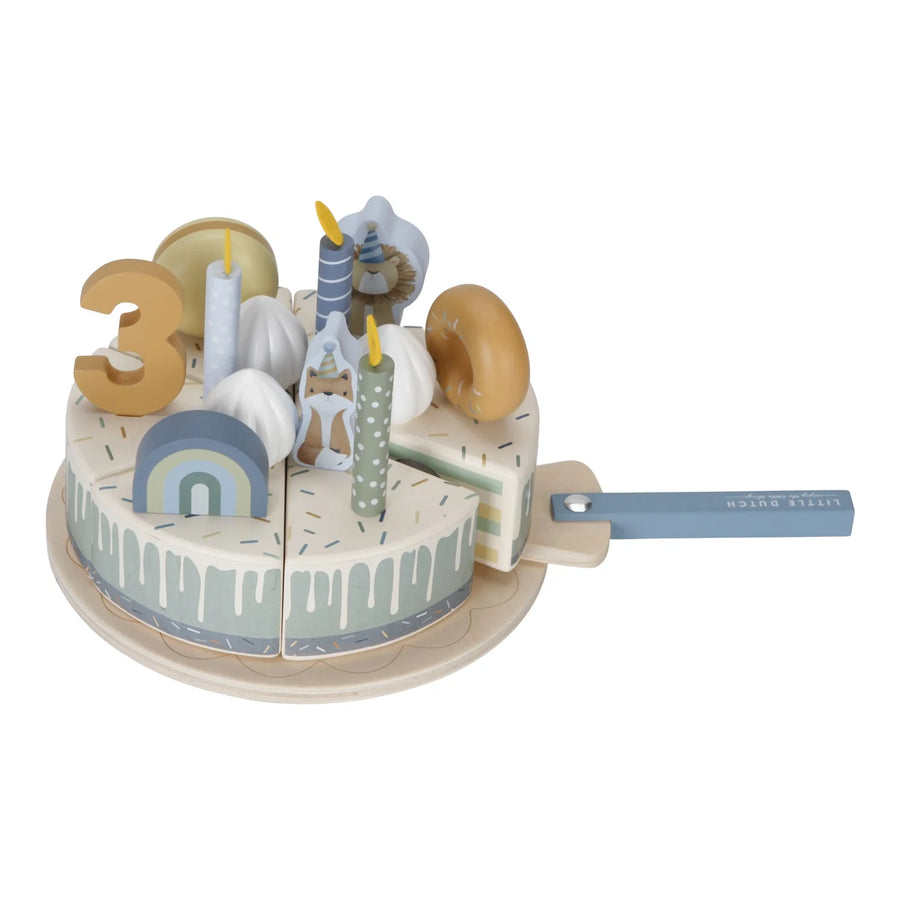 LITTLE DUTCH.Wooden birthday cake blue