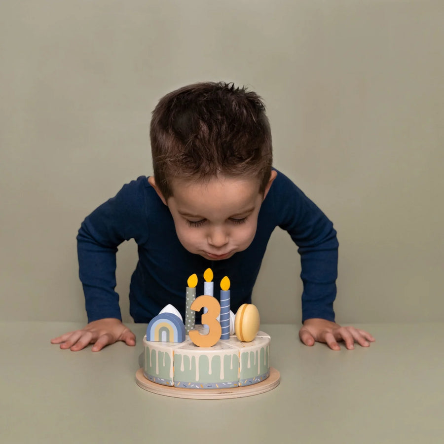 LITTLE DUTCH.Wooden birthday cake blue