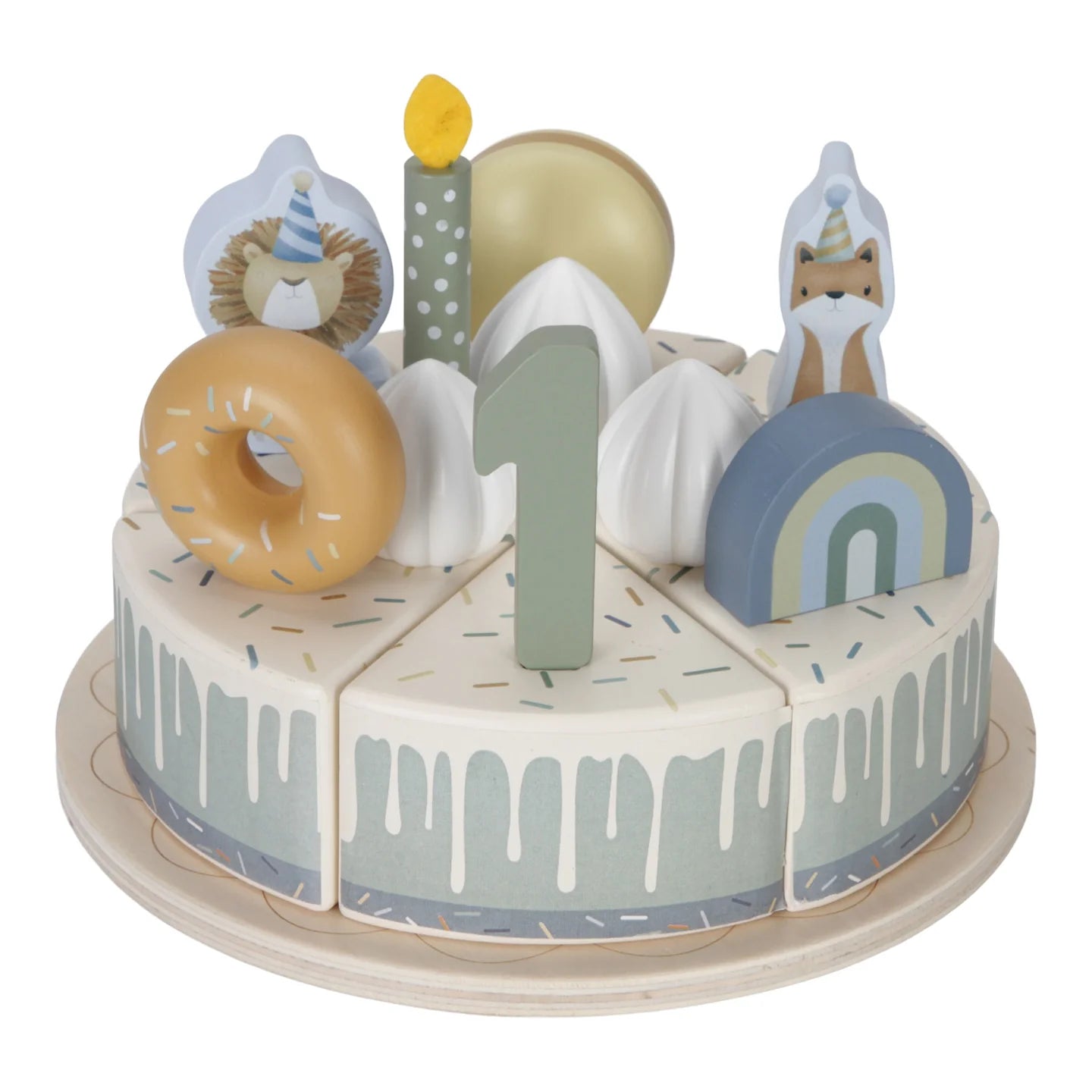LITTLE DUTCH.Wooden birthday cake blue