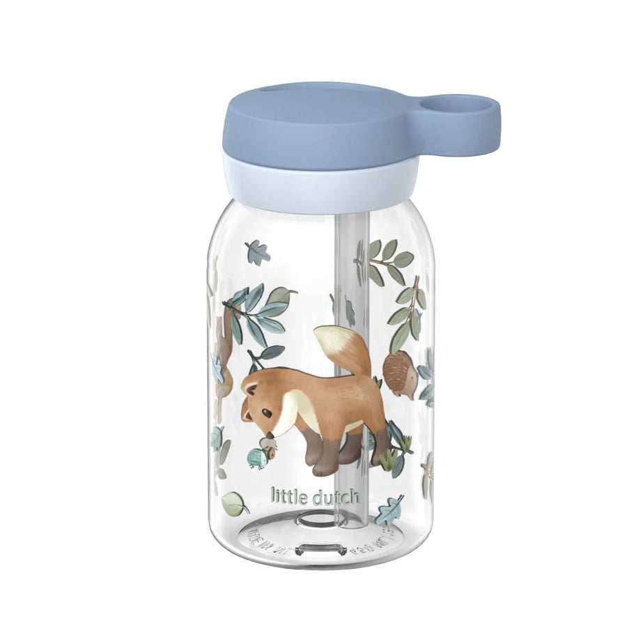 LITTLE DUTCH.Drinking bottle with straw Campus 450 ml - Forest Friends