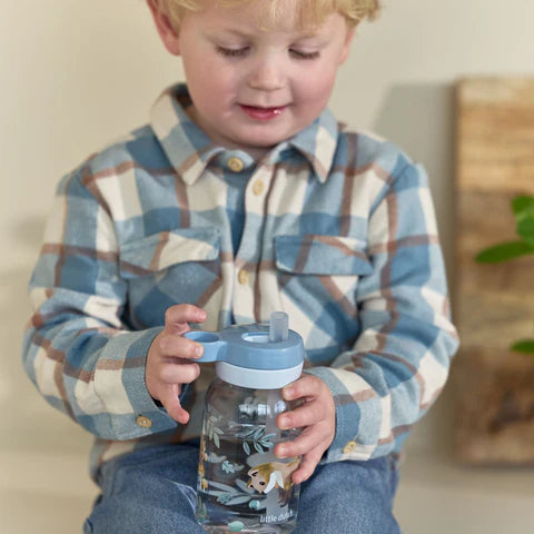 LITTLE DUTCH.Drinking bottle with straw Campus 450 ml - Forest Friends
