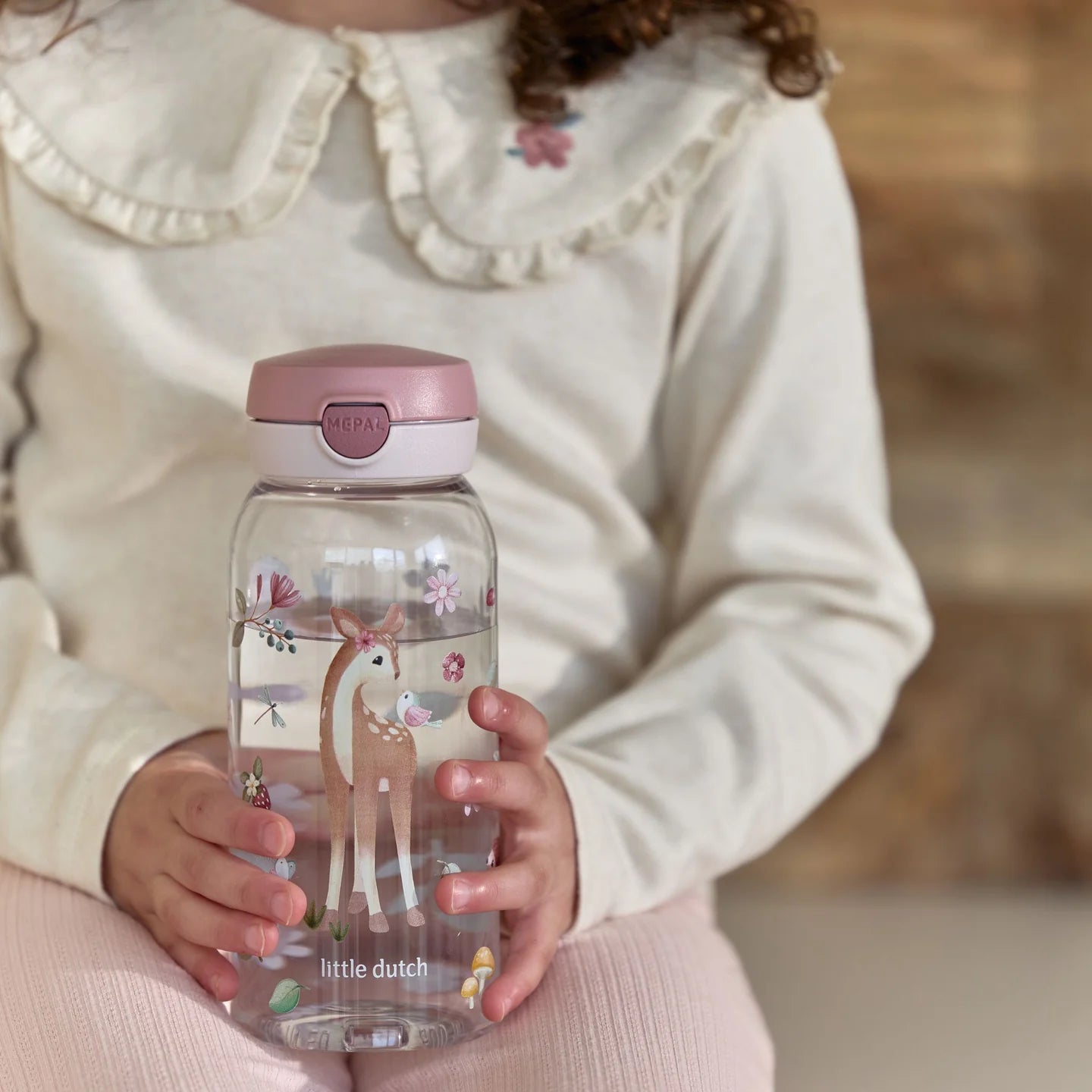LITTLE DUTCH. Drinking bottle with flip cap Campus 600 ml - fairy garden