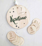 Personalized Circle sign with Milestone card
