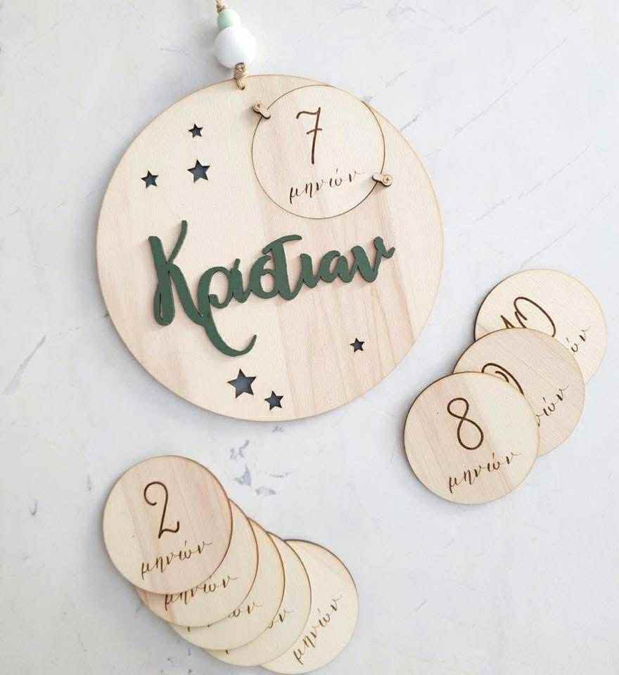 Personalized Circle sign with Milestone card