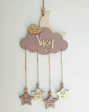 Personalized Cloud Shape sign with Baby Birth Details