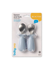 Stainless Steel Spoon and Fork Blue - BABYONO