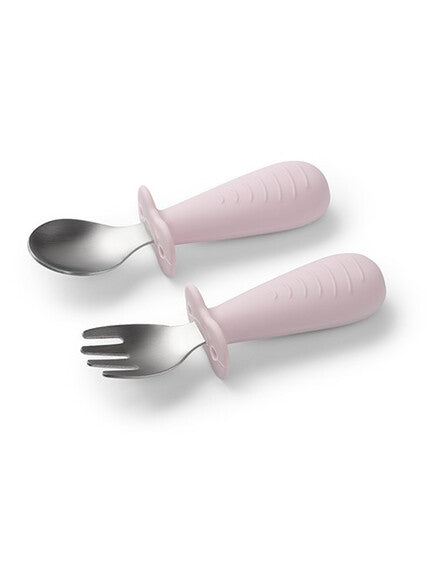 Stainless Steel Spoon and Fork Pink - BABYONO
