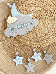 Personalized Cloud Shape sign with Baby Birth Details