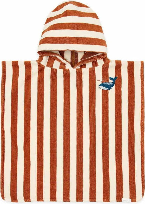 LITTLE DUTCH. Beach Poncho Ocean World Brown Stripe